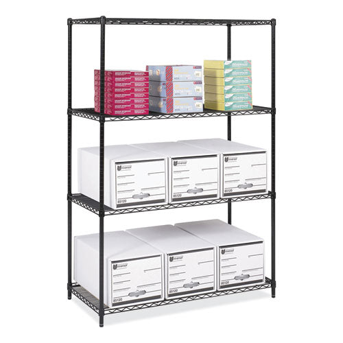 Industrial Wire Shelving, Four-shelf, 48w X 24d X 72h, Black, Ships In 1-3 Business Days