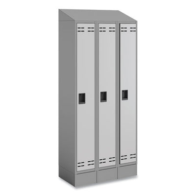 Triple Continuous Metal Locker Base Addition, 35w X 16d X 5.75h, Gray, Ships In 1-3 Business Days