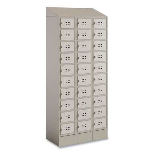 Triple Continuous Metal Locker Base Addition, 35w X 16d X 5.75h, Tan, Ships In 1-3 Business Days