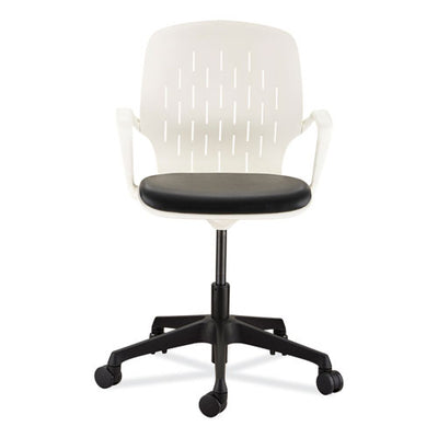 Shell Desk Chair, Supports Up To 275 Lb, 17" To 20" High Black Seat, White Back, Black/white Base, Ships In 1-3 Business Days