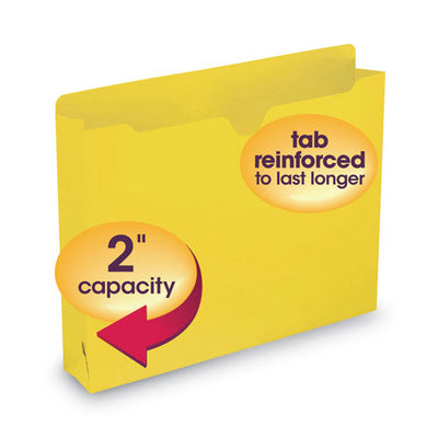 Colored File Jackets With Reinforced Double-ply Tab, Straight Tab, Letter Size, Yellow, 50/box