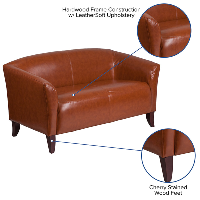 Cognac Leather Loveseat