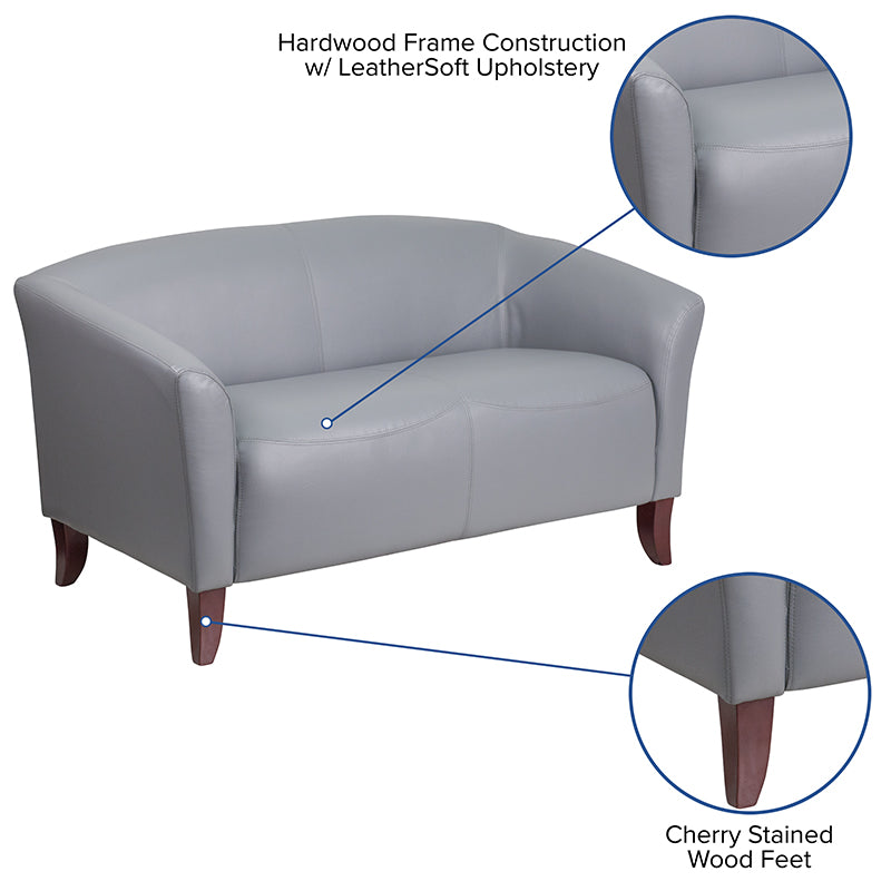 Gray Leather Loveseat