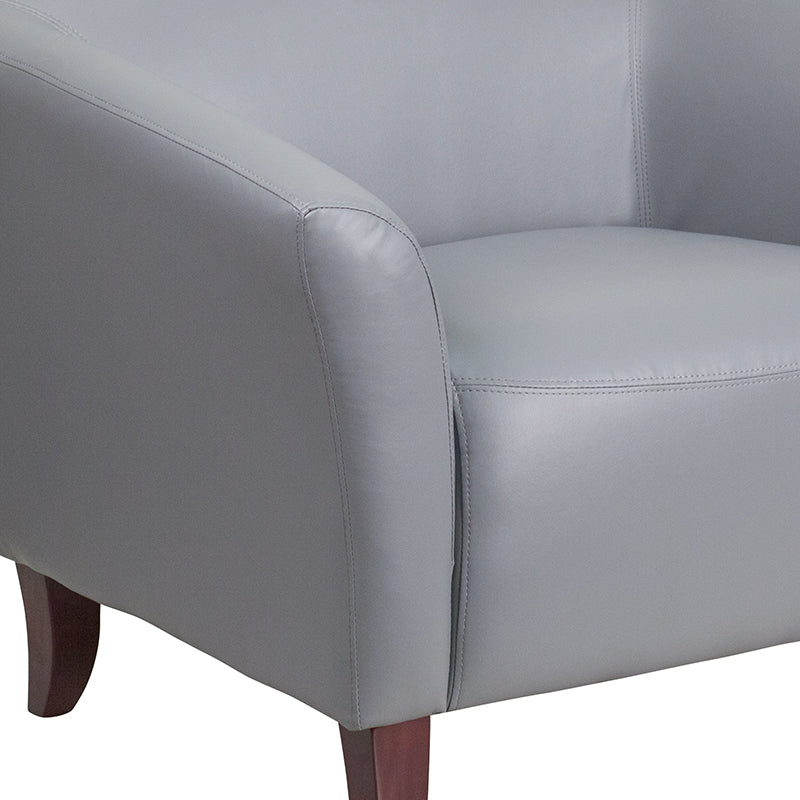 Gray Leather Loveseat