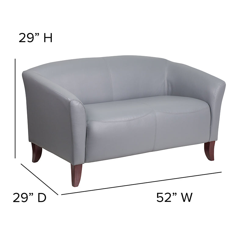 Gray Leather Loveseat