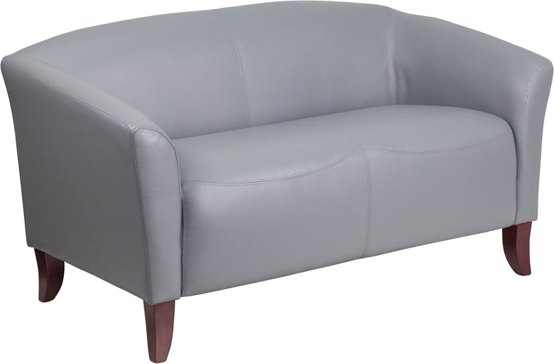 Gray Leather Loveseat
