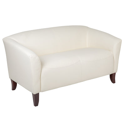 Ivory Leather Loveseat