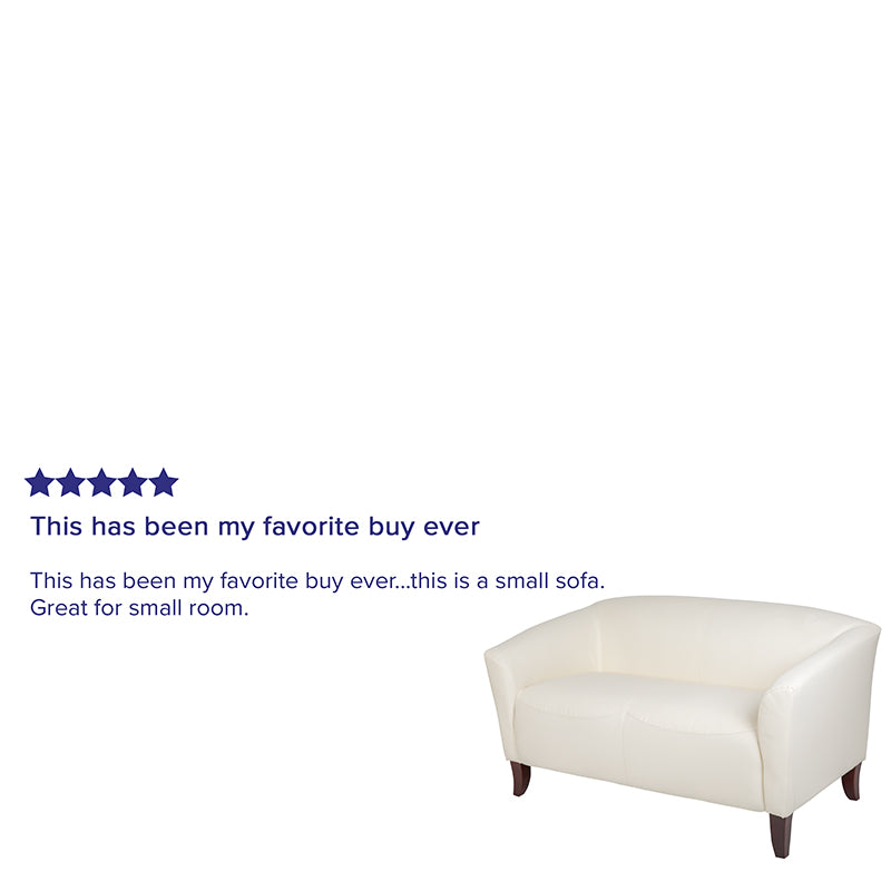 Ivory Leather Loveseat