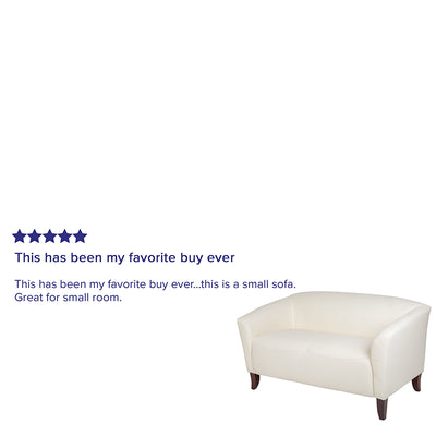Ivory Leather Loveseat