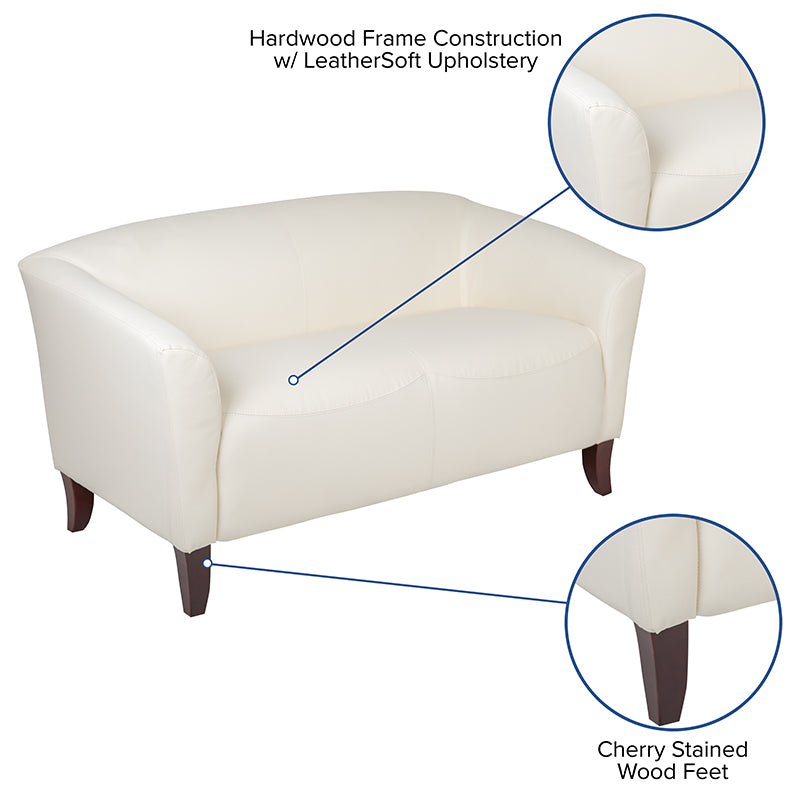 Ivory Leather Loveseat