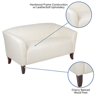 Ivory Leather Loveseat