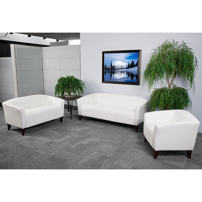 Ivory Leather Loveseat