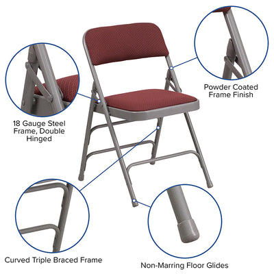 Burgundy Fabric Metal Chair