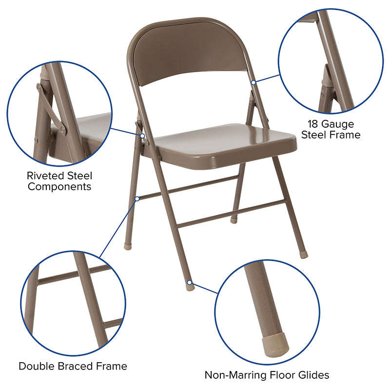 Beige Metal Folding Chair