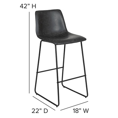2pk 30" Gray Dining Stool