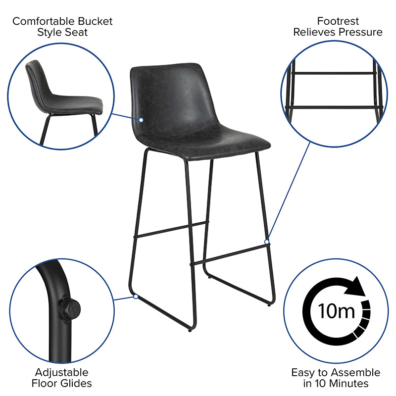 2pk 30" Gray Dining Stool