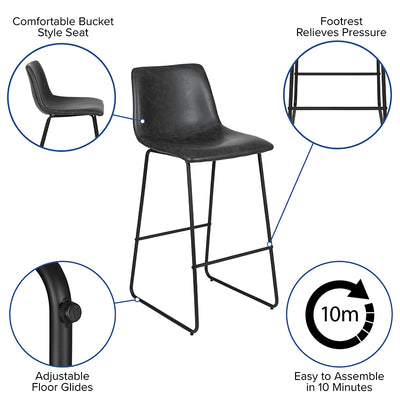 2pk 30" Gray Dining Stool