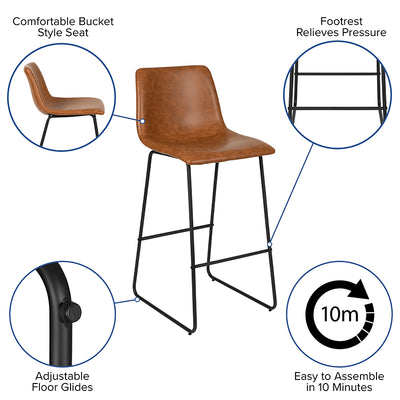2pk 30" Lt Brown Dining Stool
