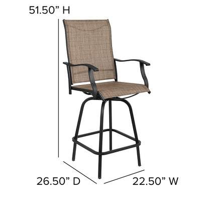 2pk Brown Swivel Patio Stool