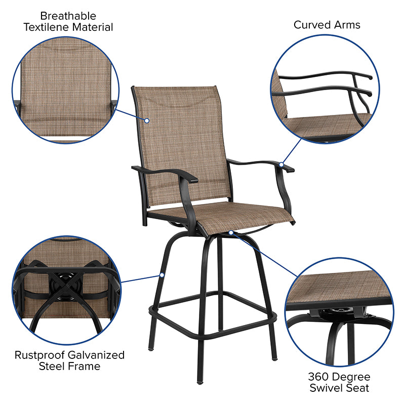 2pk Brown Swivel Patio Stool