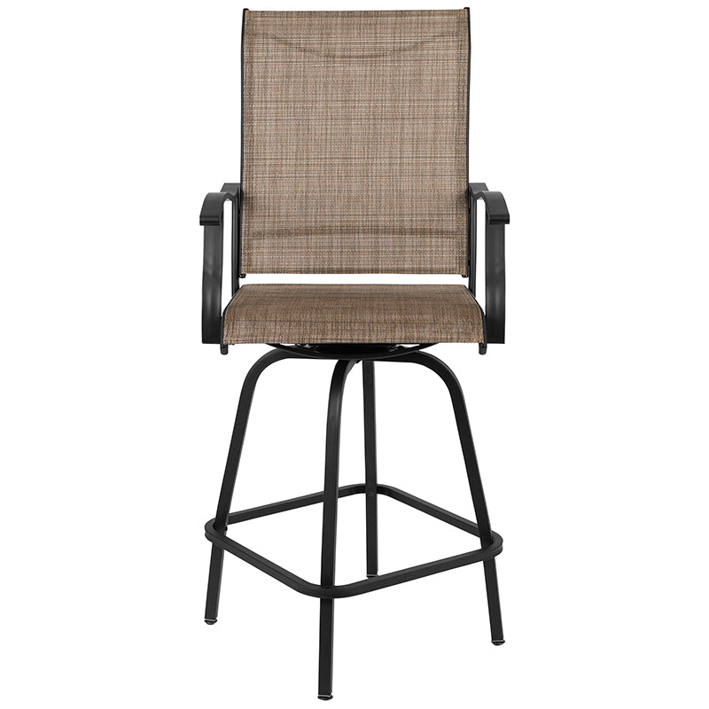 2pk Brown Swivel Patio Stool