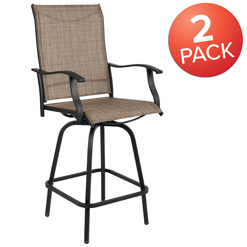 2pk Brown Swivel Patio Stool