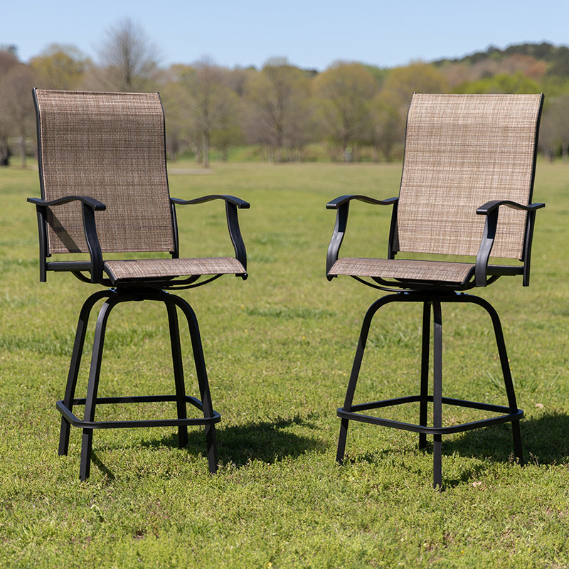 2pk Brown Swivel Patio Stool