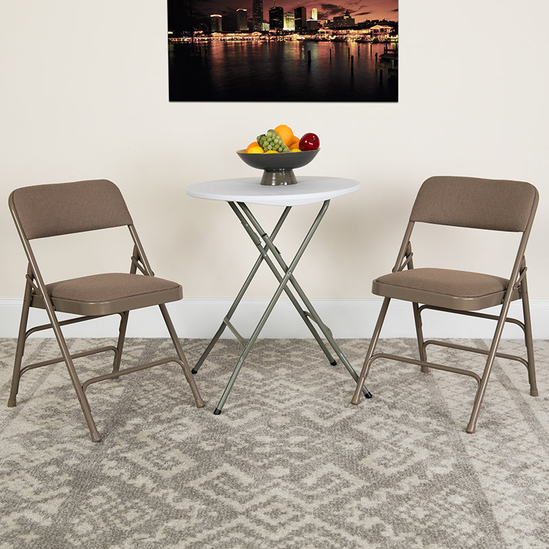 Beige Fabric Folding Chair