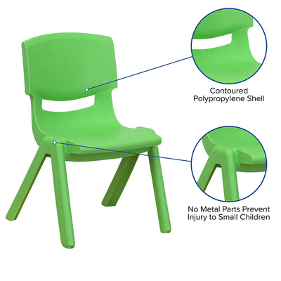 2pk Green Plastic Stack Chair