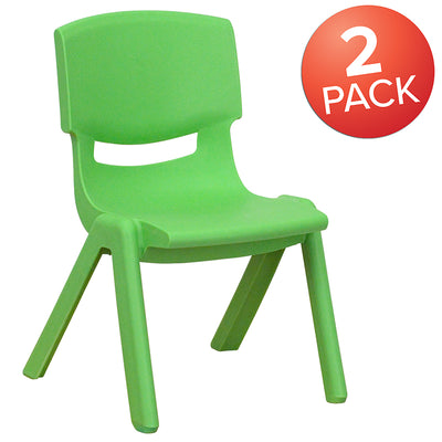 2pk Green Plastic Stack Chair