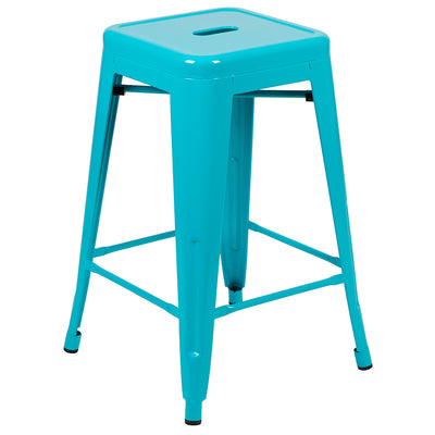 Teal 24" High Metal Stool