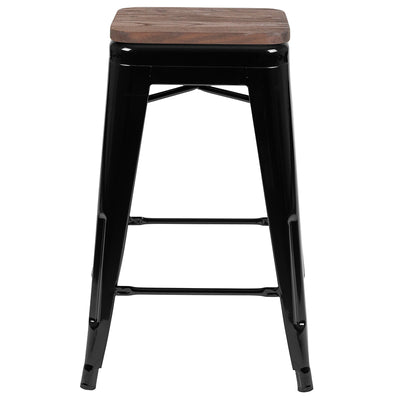 Black 24" High Metal Stool