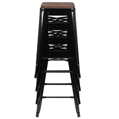 Black 24" High Metal Stool