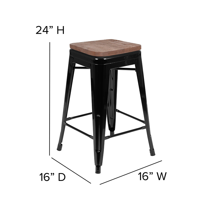Black 24" High Metal Stool