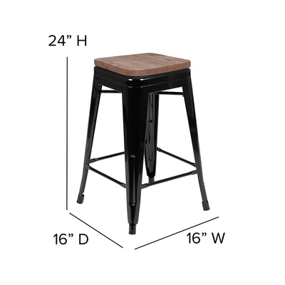Black 24" High Metal Stool