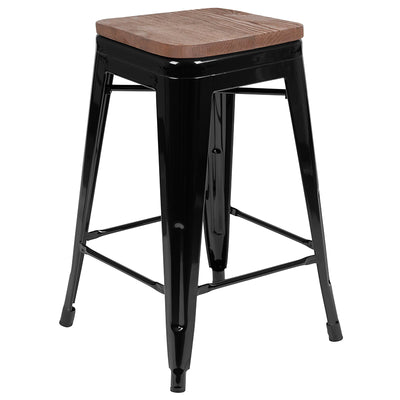 Black 24" High Metal Stool