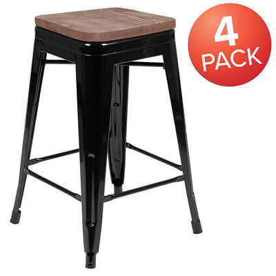 Black 24" High Metal Stool