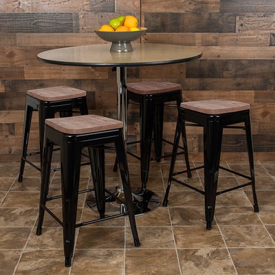 Black 24" High Metal Stool