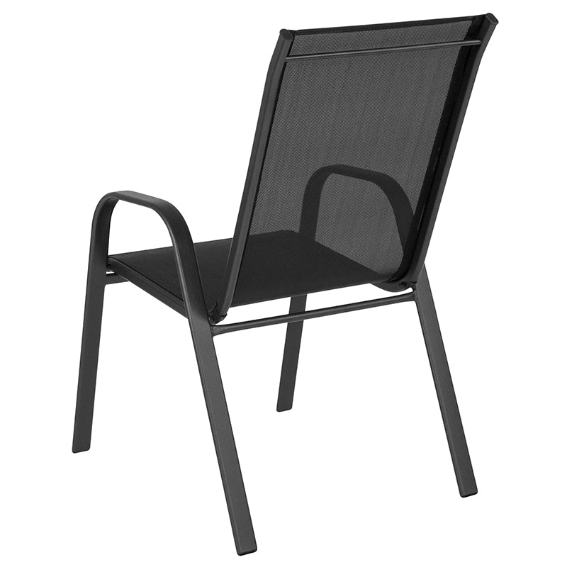 4pk Black Patio Stack Chair