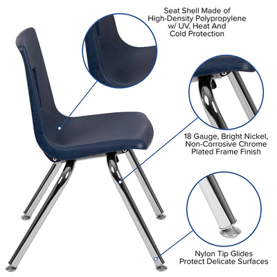 Navy Student Stack Chair 14"