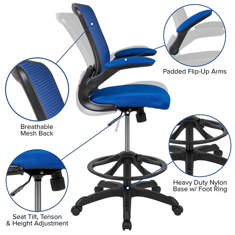 Blue Mesh Drafting Chair
