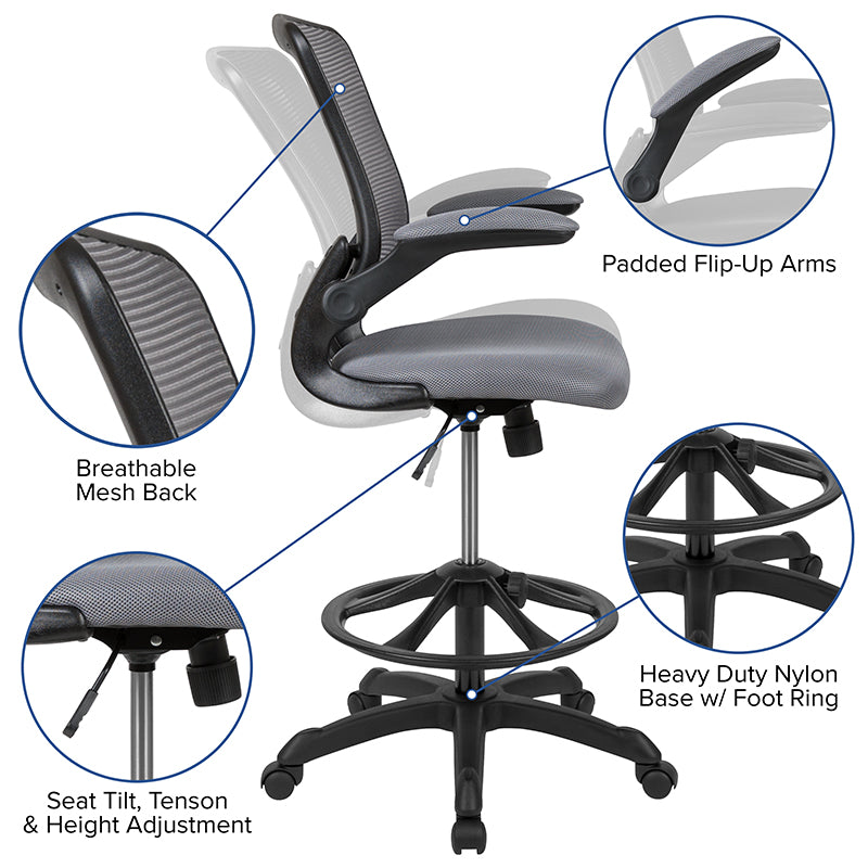 Dark Gray Mesh Drafting Chair