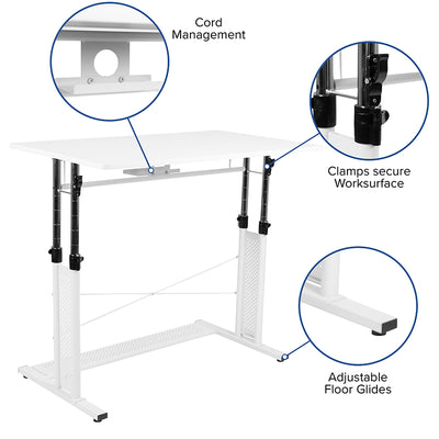 White Desk, Chair, Cabinet Set