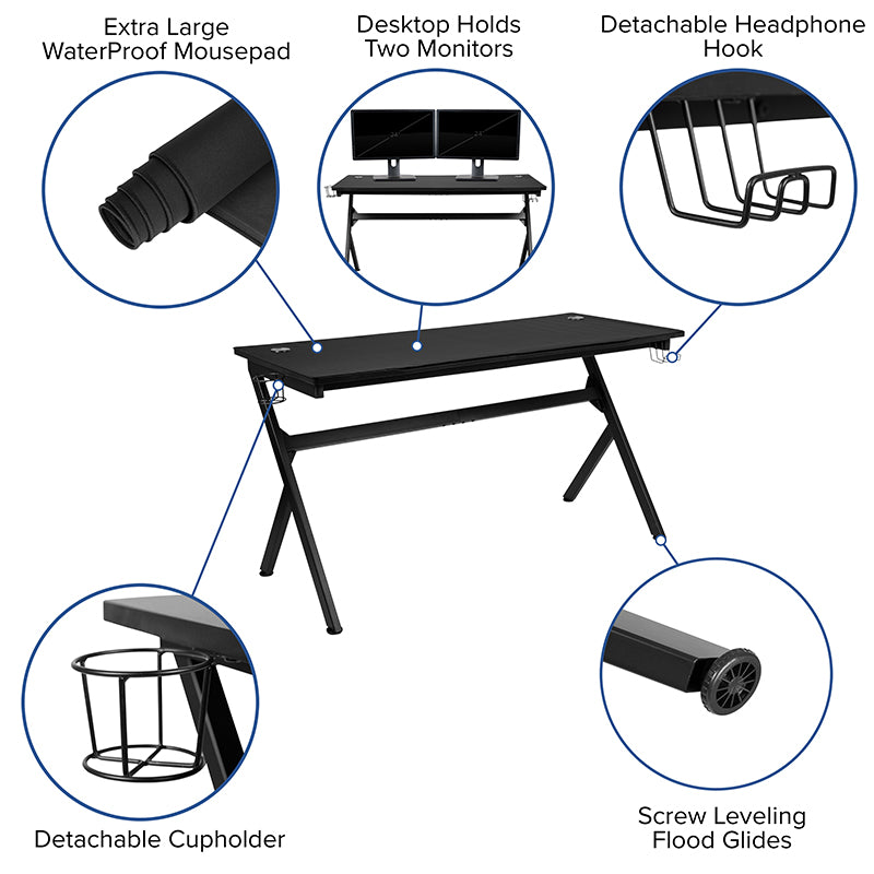 Black Gaming Desk & Chair Set