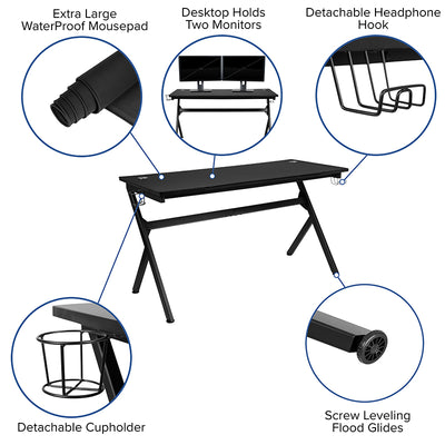 Black Gaming Desk & Chair Set
