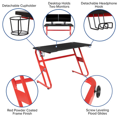 Red Gaming Desk And Chair Set