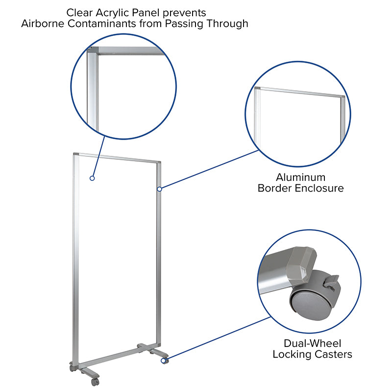 36"l Clear Mobile Partition