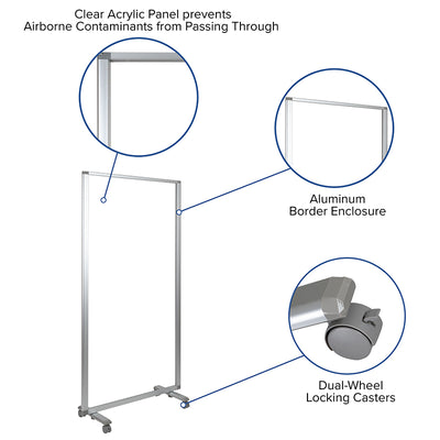 36"l Clear Mobile Partition