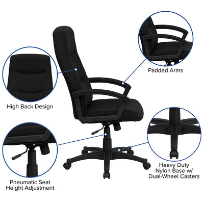 Black High Back Fabric Chair