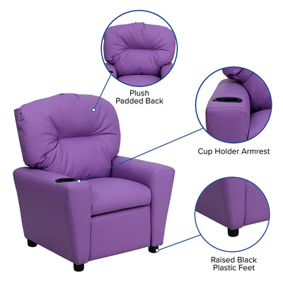 Lavender Vinyl Kids Recliner